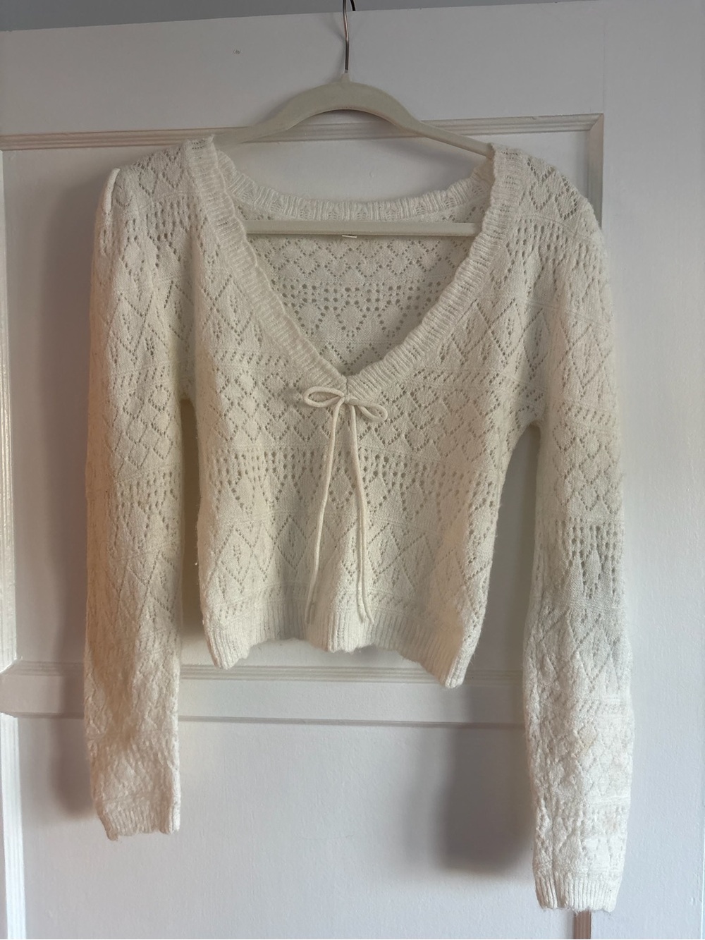 For Love & Lemons Blanca Crochet Sweater Ivory